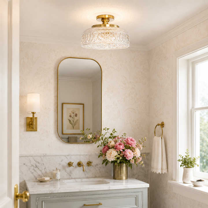 Wexford Textured Glass Flush Mount Ceiling Light