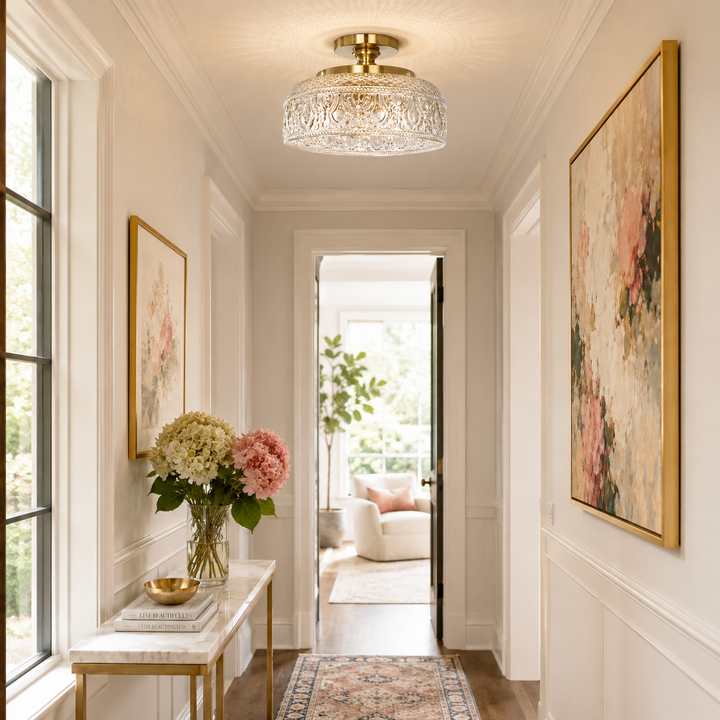 Wexford Textured Glass Flush Mount Ceiling Light