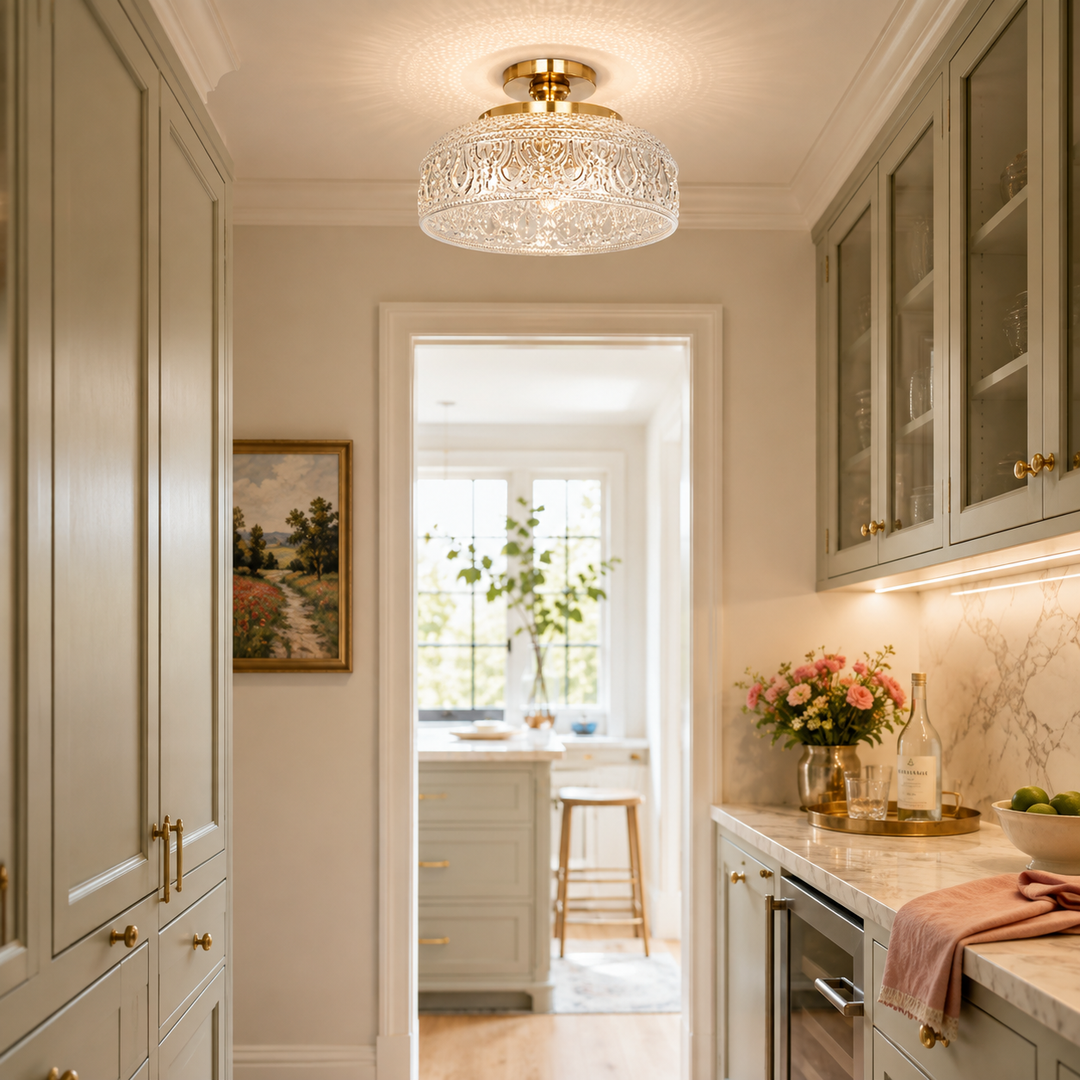 Wexford Textured Glass Flush Mount Ceiling Light