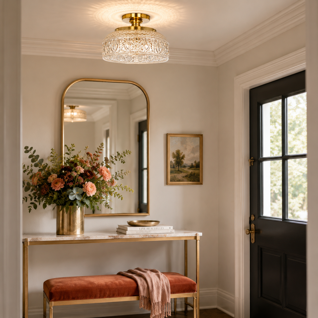 Wexford Textured Glass Flush Mount Ceiling Light