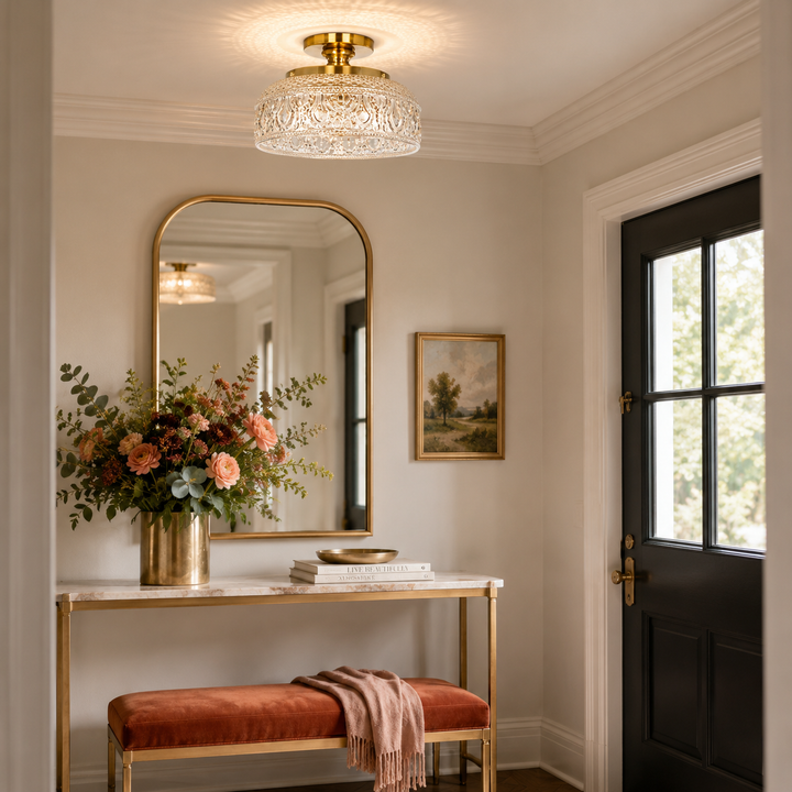 Wexford Textured Glass Flush Mount Ceiling Light
