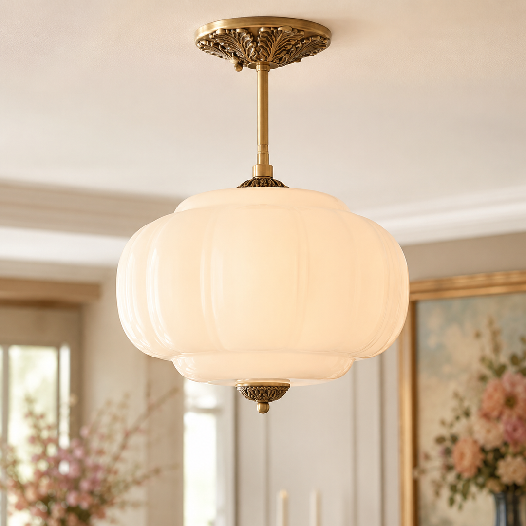 Roslyn Vintage Eloise Milk Glass Pendant Light