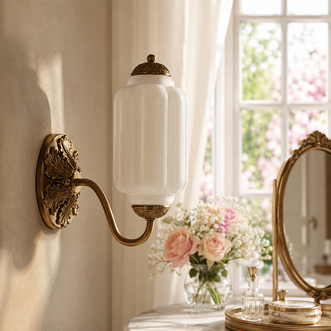 Roslyn Vintage Eloise Milk Glass Wall Sconce