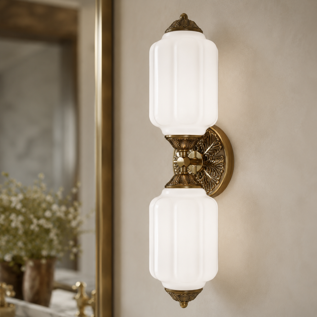 Roslyn Vintage Eloise Milk Glass Vanity Light