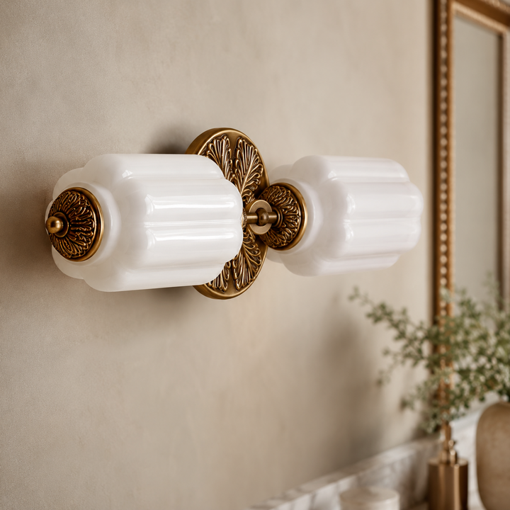 Roslyn Vintage Eloise Milk Glass Vanity Light