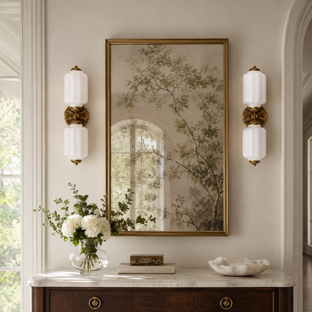 Roslyn Vintage Eloise Milk Glass Vanity Light