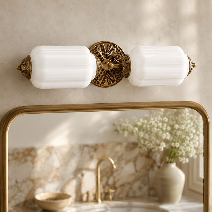 Roslyn Vintage Eloise Milk Glass Vanity Light