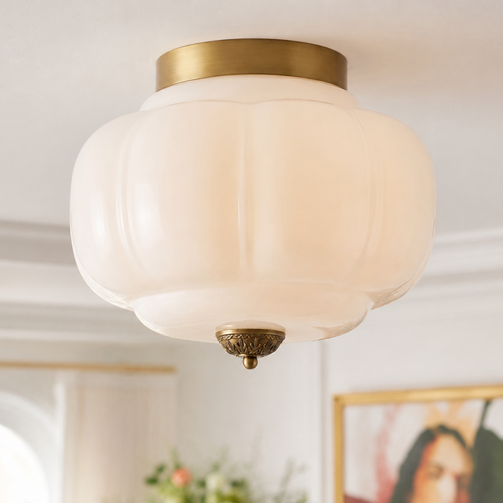 Roslyn Vintage Eloise Milk Glass Ceiling Light