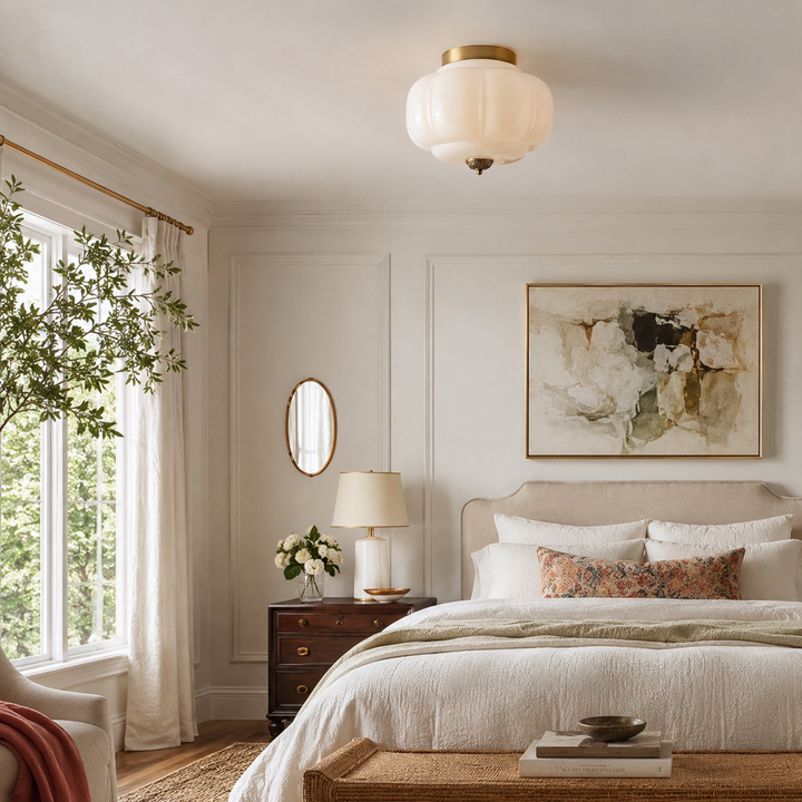 Roslyn Vintage Eloise Milk Glass Ceiling Light