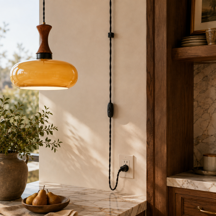 Orien Glass Plug-In Pendant Light