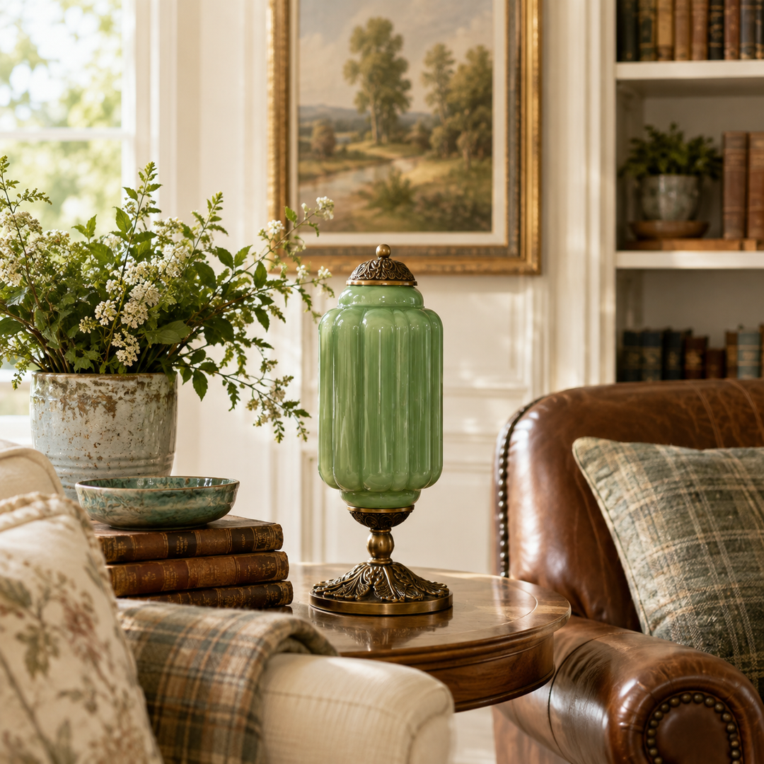 Roslyn Vintage Eloise Milk Glass Table Lamp