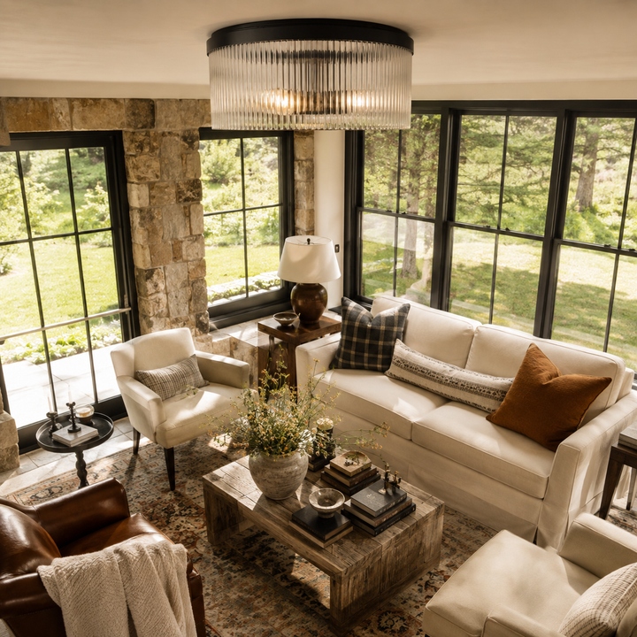 Weston Ribbed Glass Round Flush Mount Ceiling Light