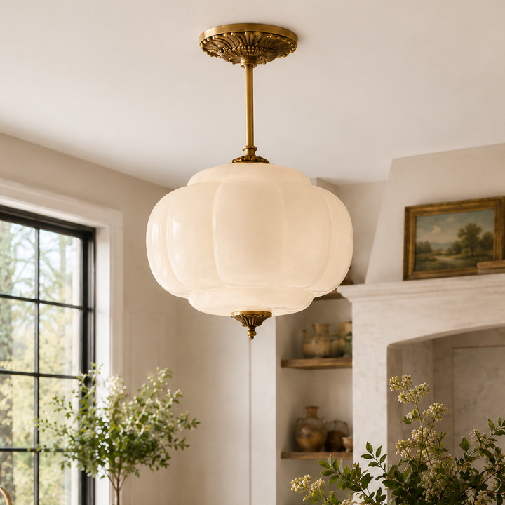 Roslyn Vintage Eloise Milk Glass Pendant Light
