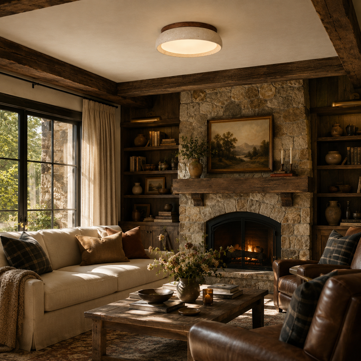 Siena Travertine Flush Mount Ceiling Light