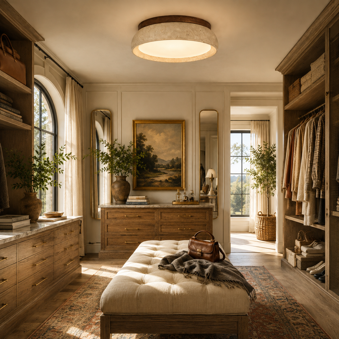 Siena Travertine Flush Mount Ceiling Light