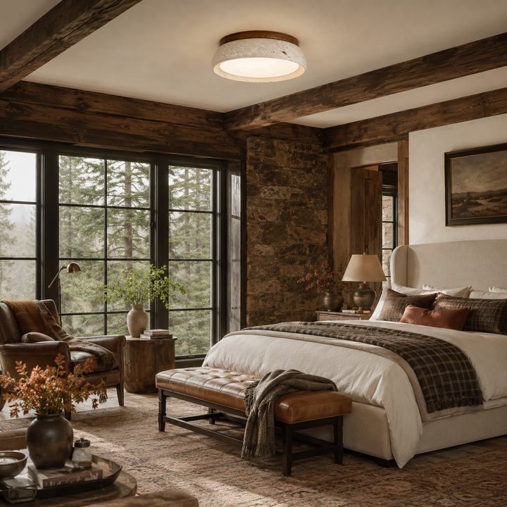 Siena Travertine Flush Mount Ceiling Light