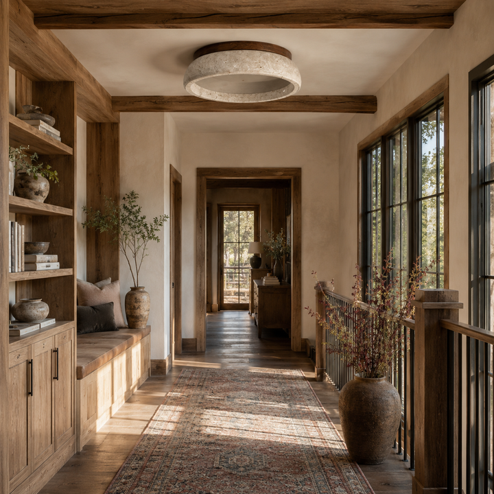 Siena Travertine Flush Mount Ceiling Light