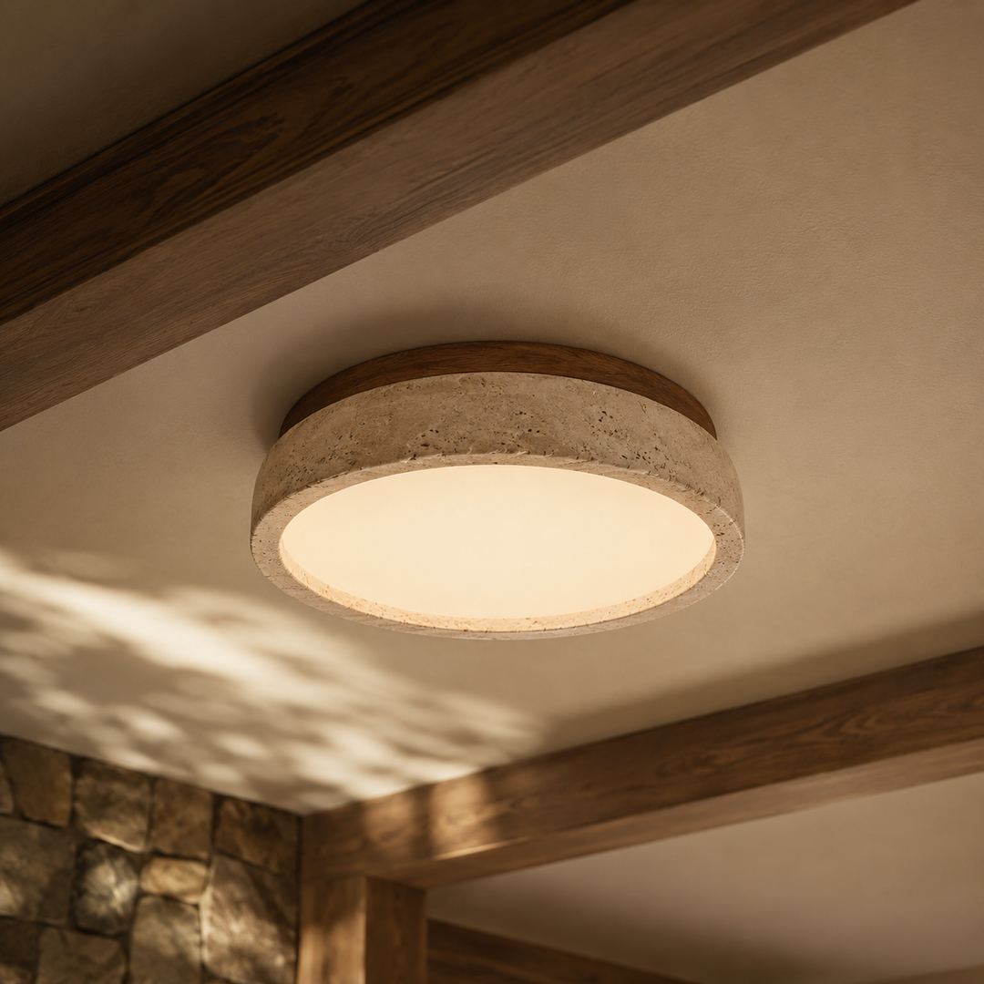 Siena Travertine Flush Mount Ceiling Light