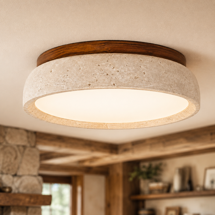 Siena Travertine Flush Mount Ceiling Light