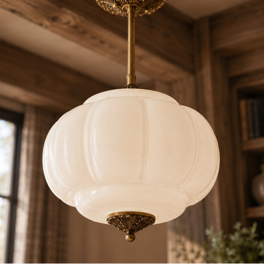 Roslyn Vintage Eloise Milk Glass Pendant Light