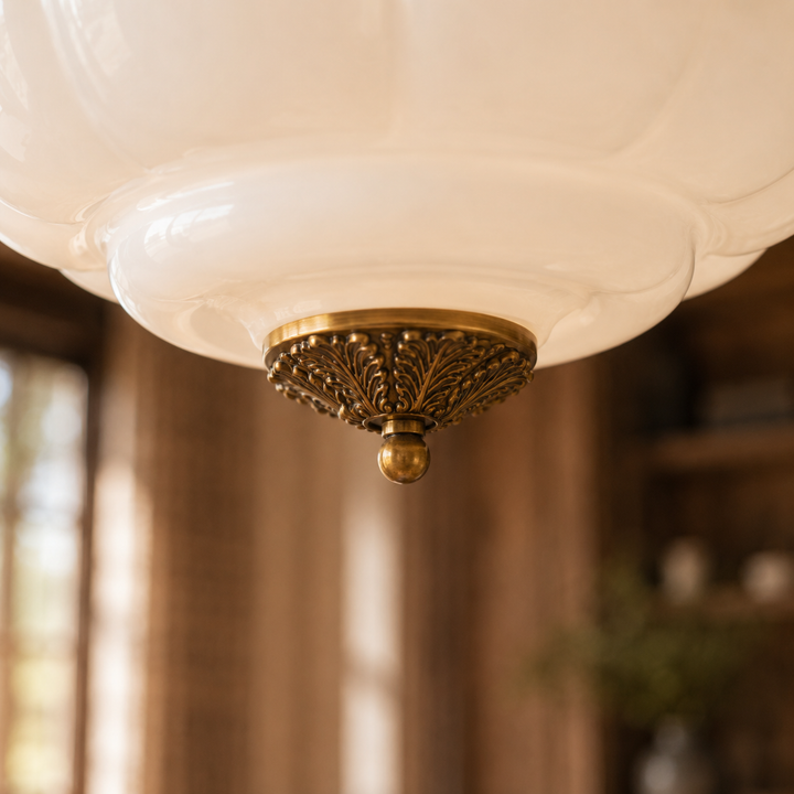 Roslyn Vintage Eloise Milk Glass Pendant Light