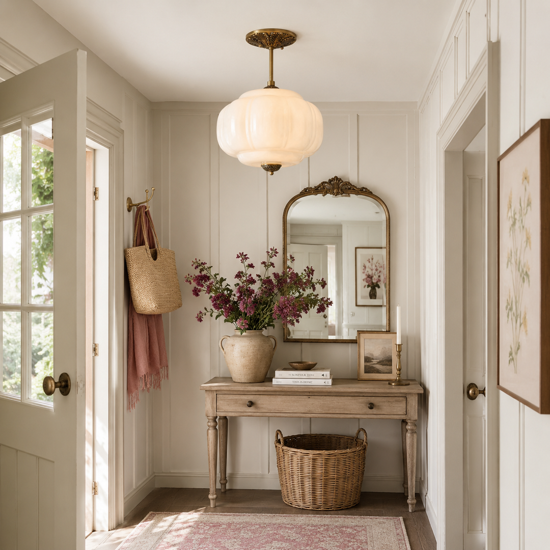 Roslyn Vintage Eloise Milk Glass Pendant Light
