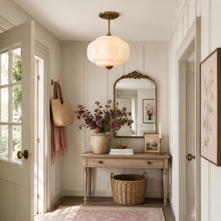 Roslyn Vintage Eloise Milk Glass Pendant Light