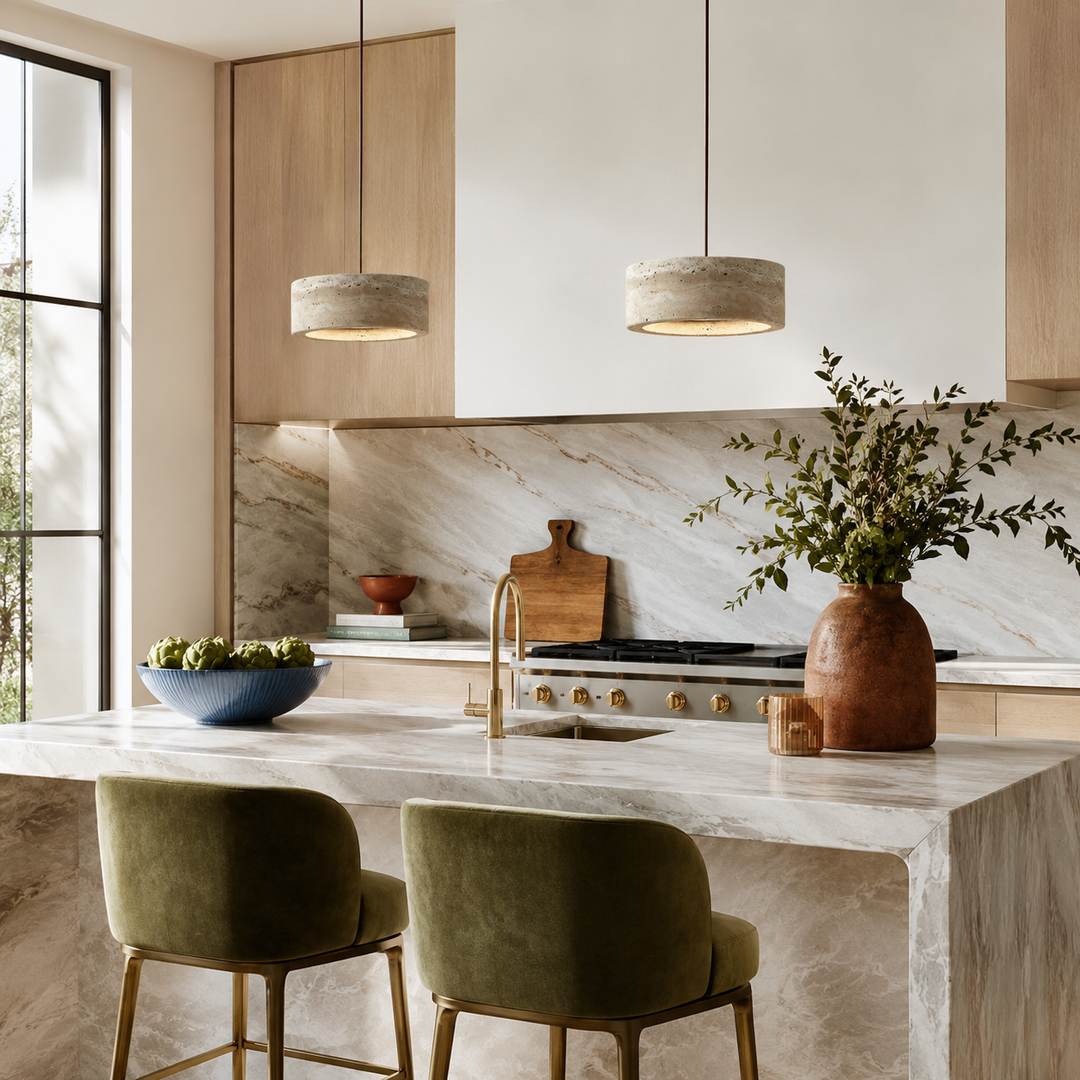 Holden Natural Travertine Stone Pendant Light