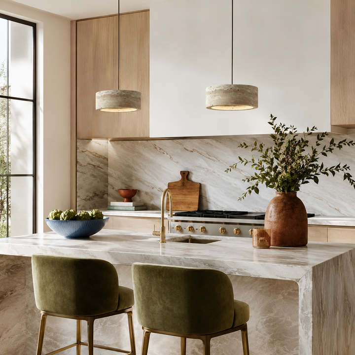 Holden Natural Travertine Stone Pendant Light