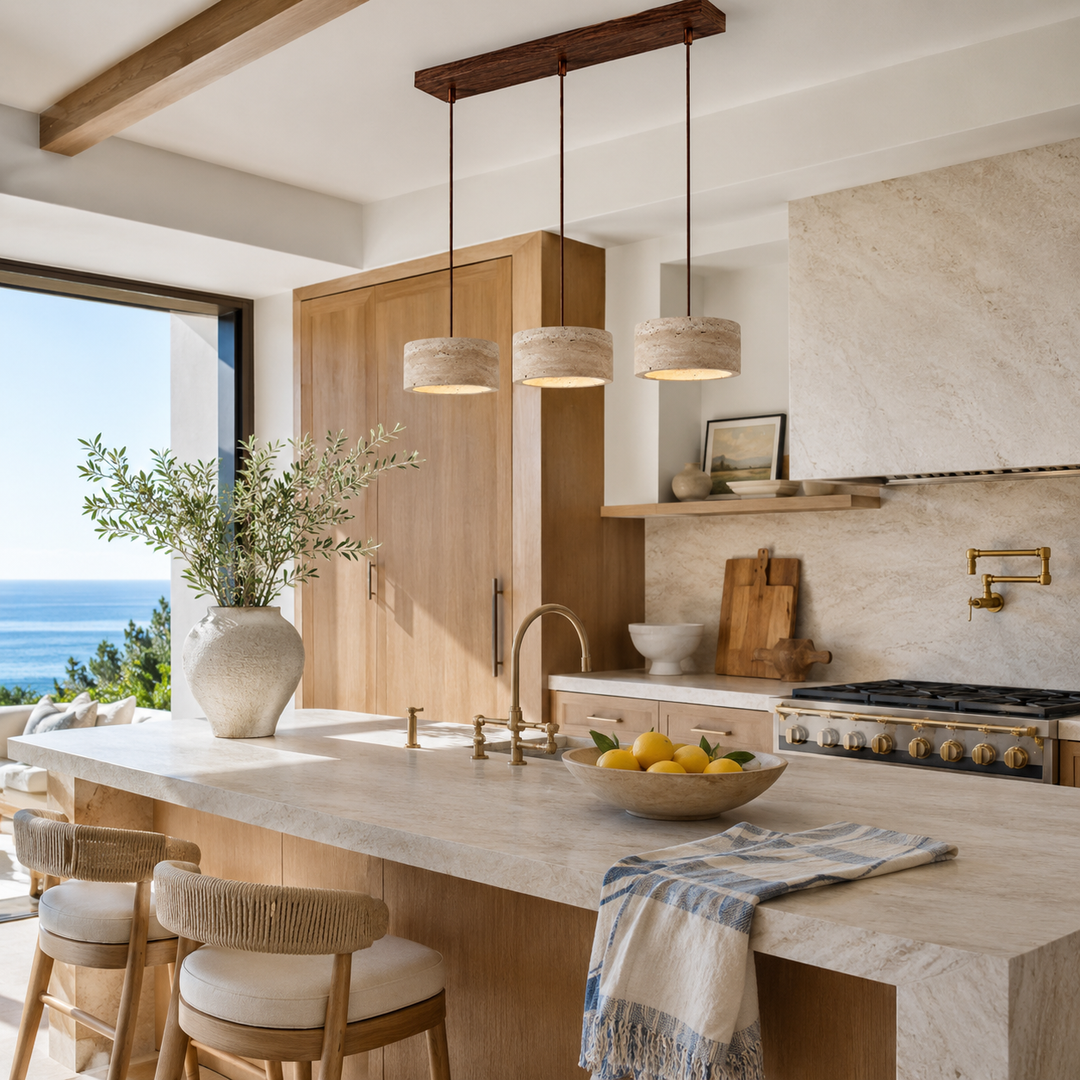 Holden Natural Travertine Stone Pendant Light