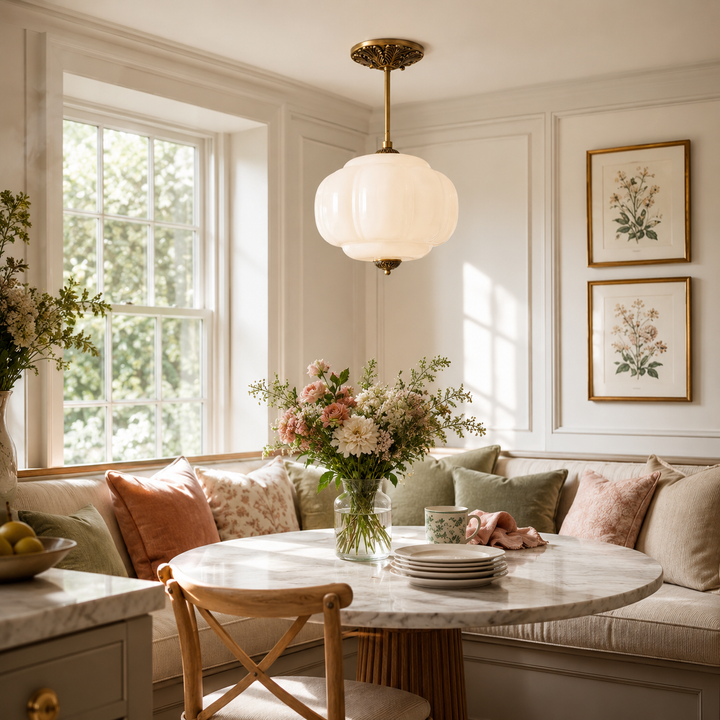 Roslyn Vintage Eloise Milk Glass Pendant Light