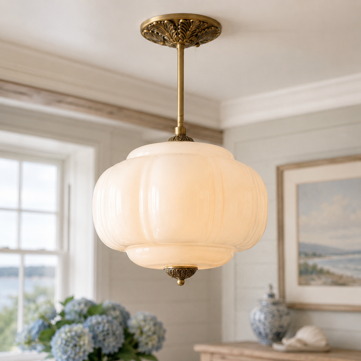 Roslyn Vintage Eloise Milk Glass Pendant Light