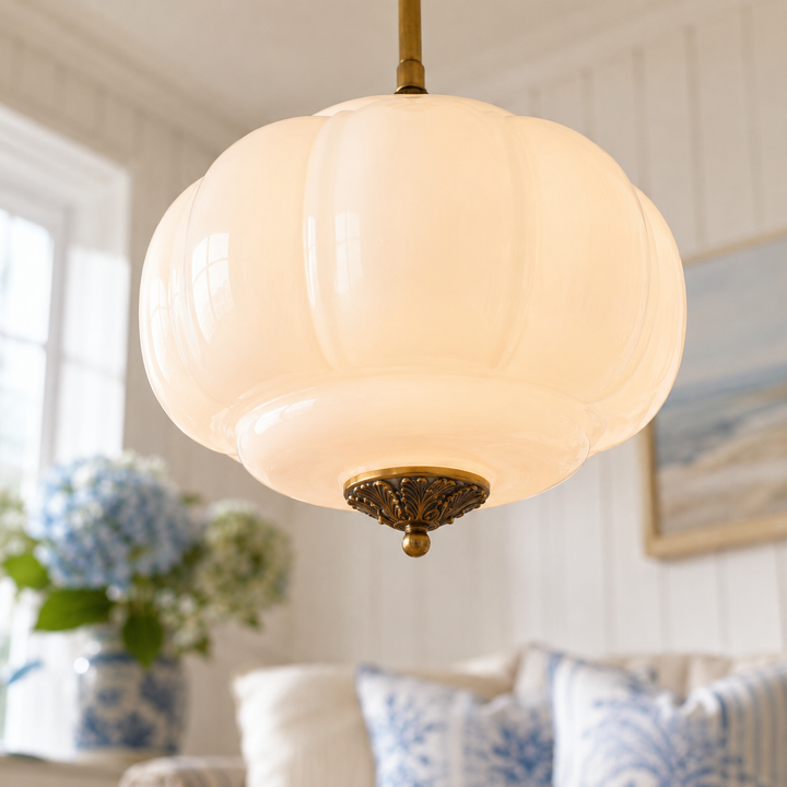 Roslyn Vintage Eloise Milk Glass Pendant Light
