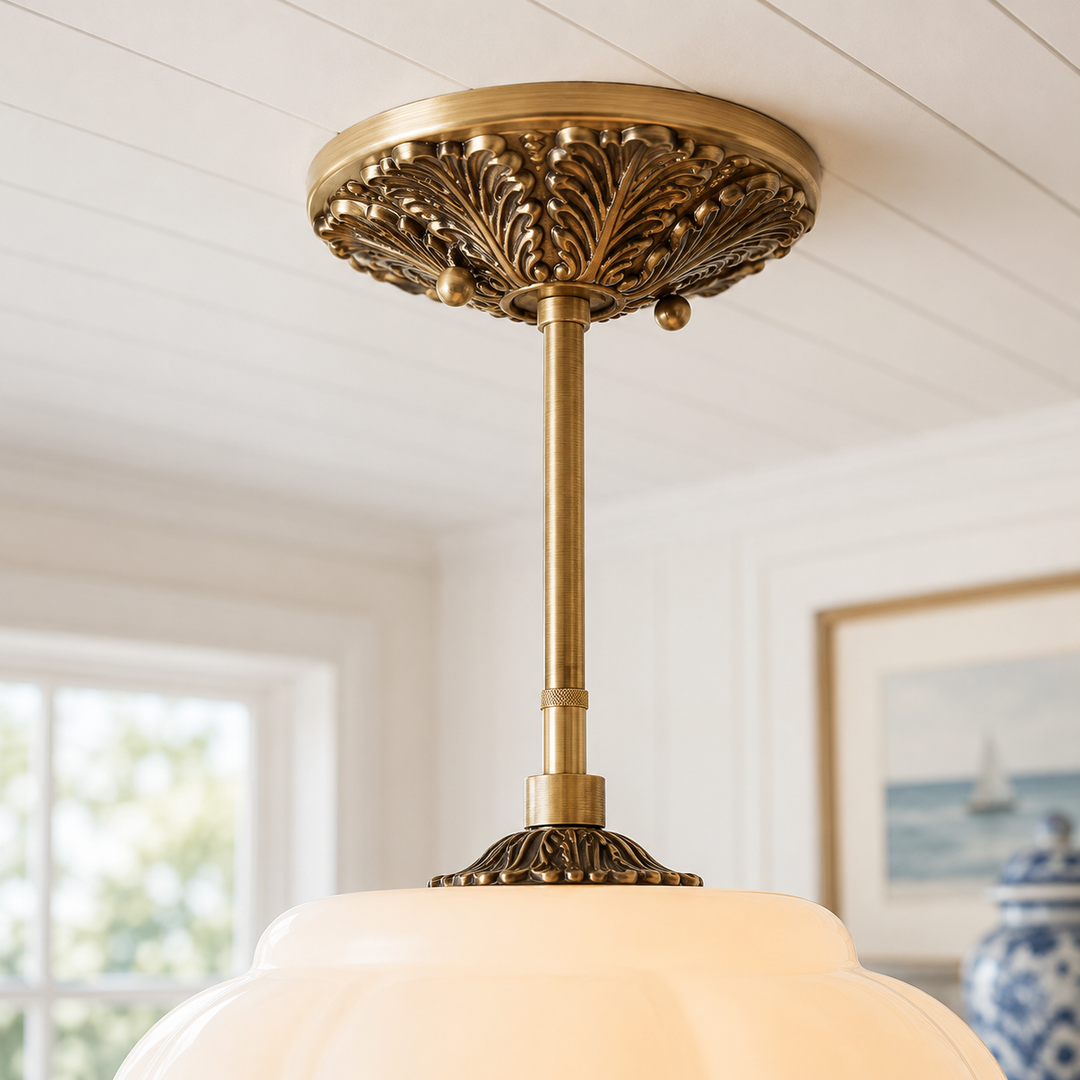 Roslyn Vintage Eloise Milk Glass Pendant Light