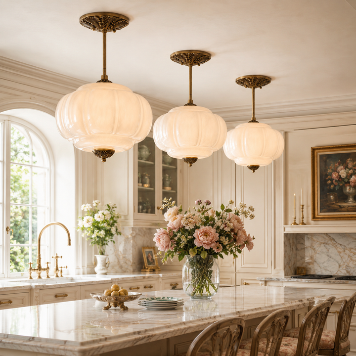 Roslyn Vintage Eloise Milk Glass Pendant Light
