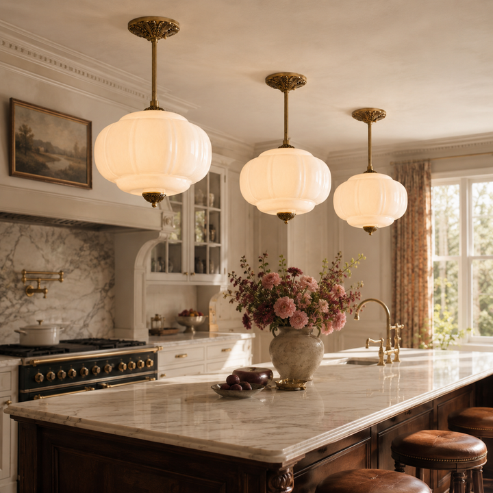 Roslyn Vintage Eloise Milk Glass Pendant Light