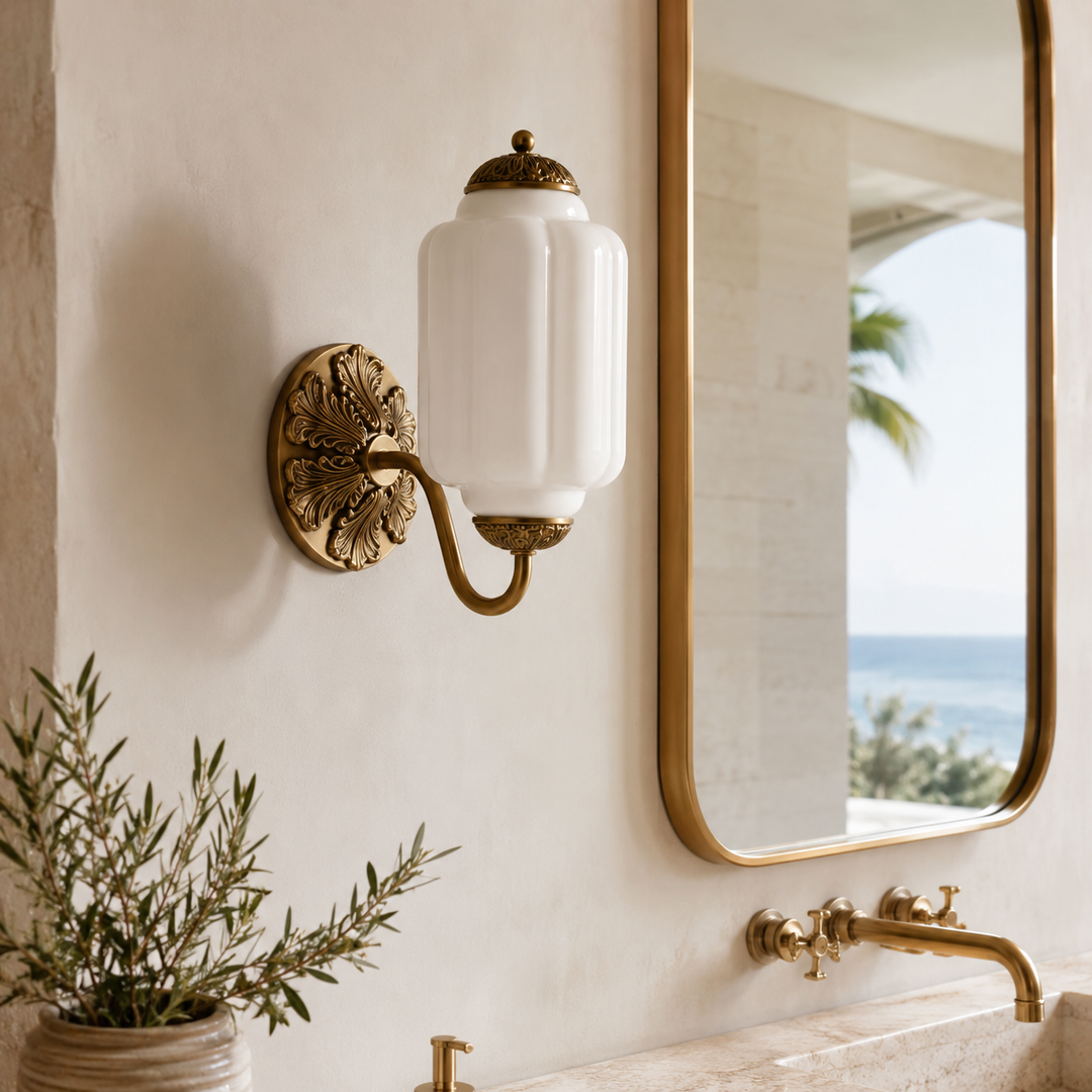 Roslyn Vintage Eloise Milk Glass Wall Sconce