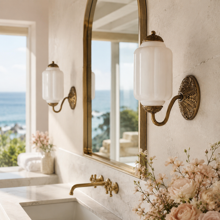 Roslyn Vintage Eloise Milk Glass Wall Sconce