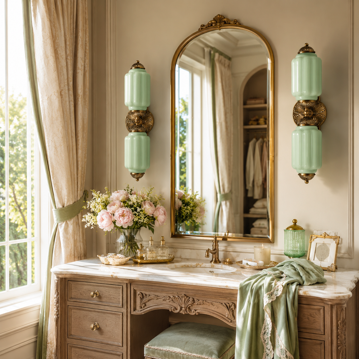 Roslyn Vintage Eloise Milk Glass Vanity Light