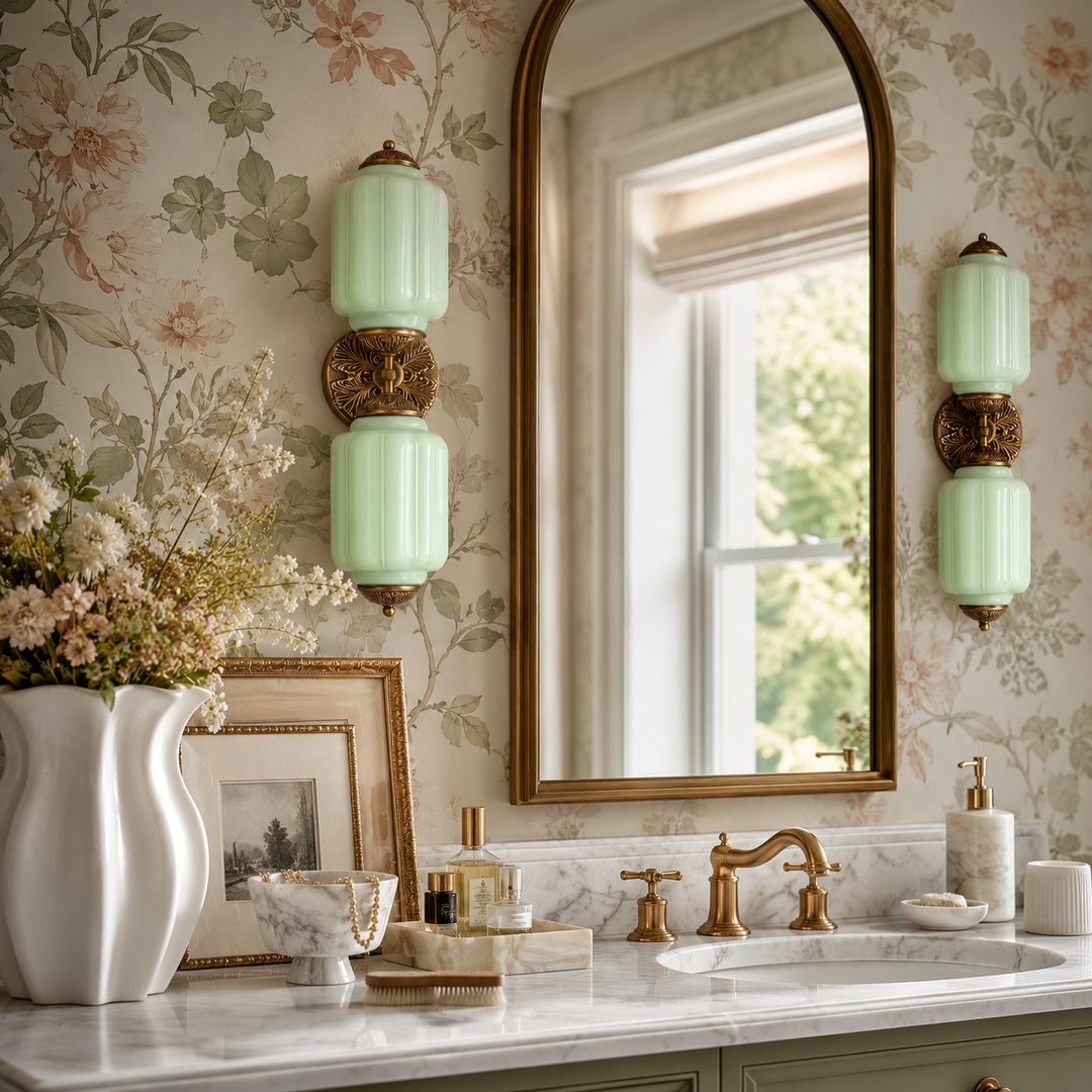 Roslyn Vintage Eloise Milk Glass Vanity Light