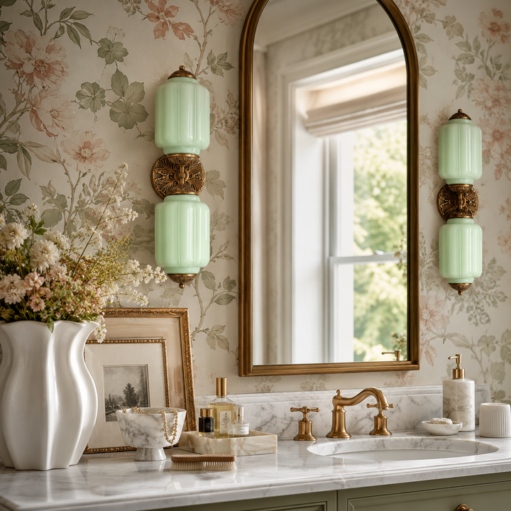 Roslyn Vintage Eloise Milk Glass Vanity Light
