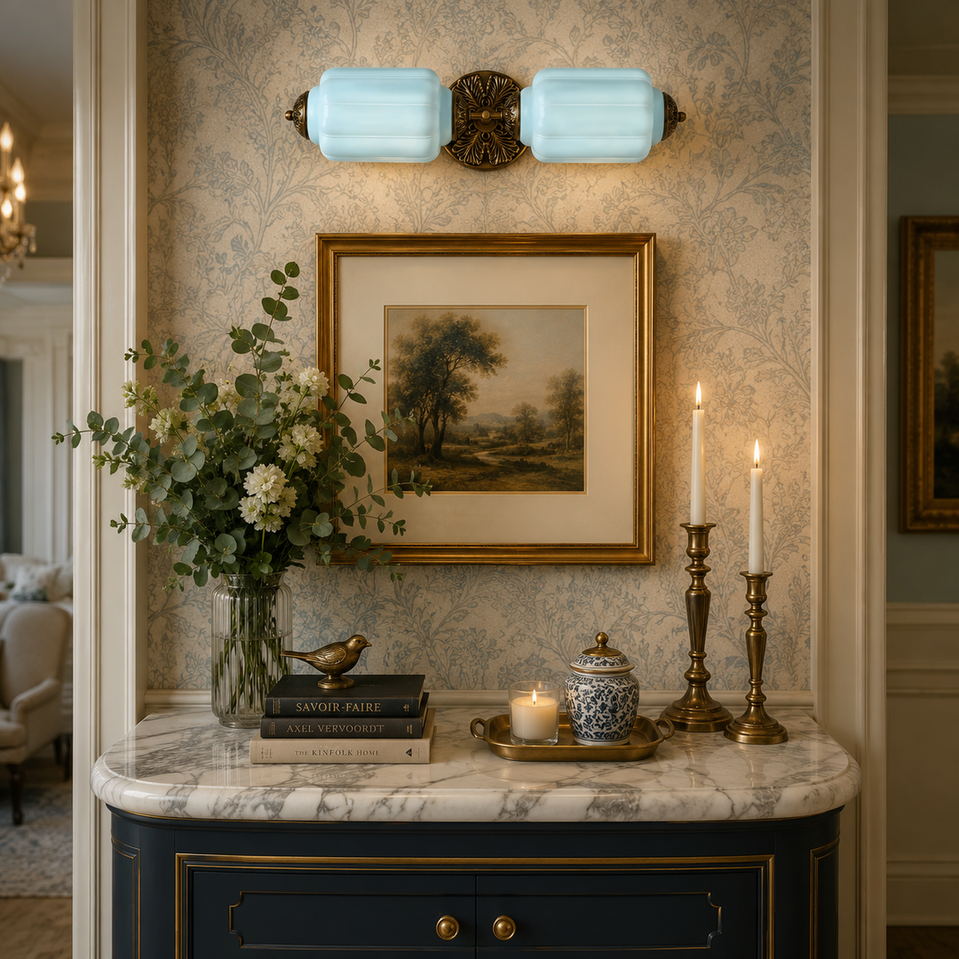 Roslyn Vintage Eloise Milk Glass Vanity Light