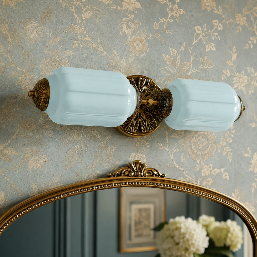 Roslyn Vintage Eloise Milk Glass Vanity Light