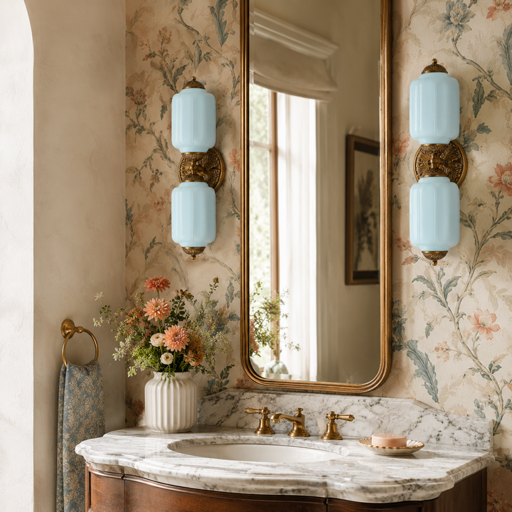 Roslyn Vintage Eloise Milk Glass Vanity Light