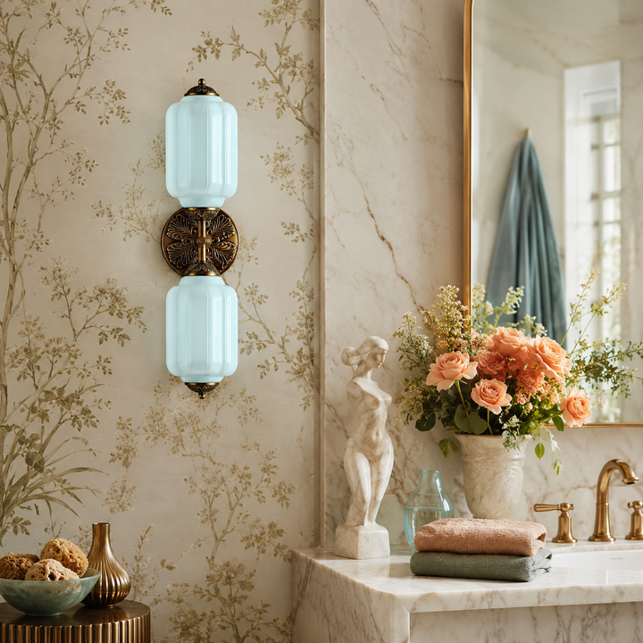 Roslyn Vintage Eloise Milk Glass Vanity Light