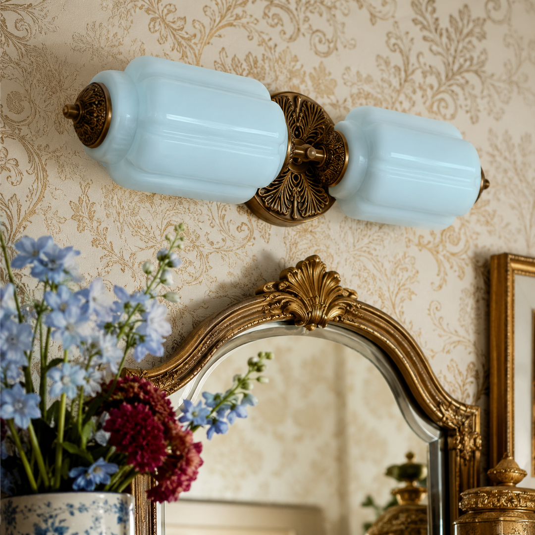 Roslyn Vintage Eloise Milk Glass Vanity Light