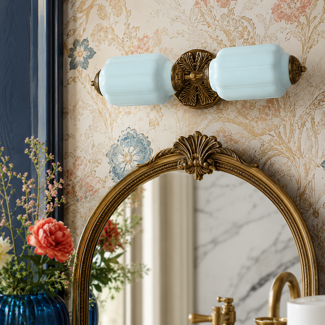 Roslyn Vintage Eloise Milk Glass Vanity Light