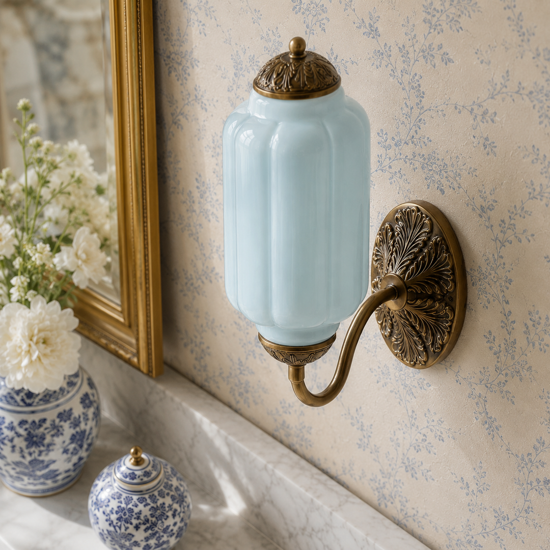 Roslyn Vintage Eloise Milk Glass Wall Sconce
