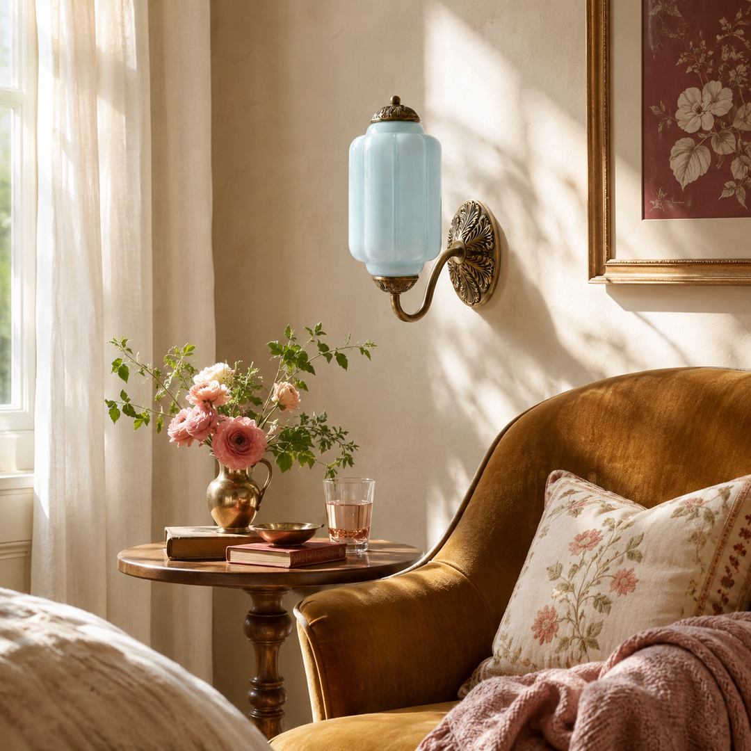 Roslyn Vintage Eloise Milk Glass Wall Sconce