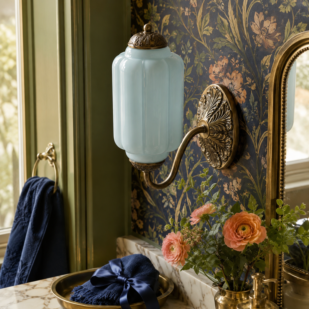 Roslyn Vintage Eloise Milk Glass Wall Sconce